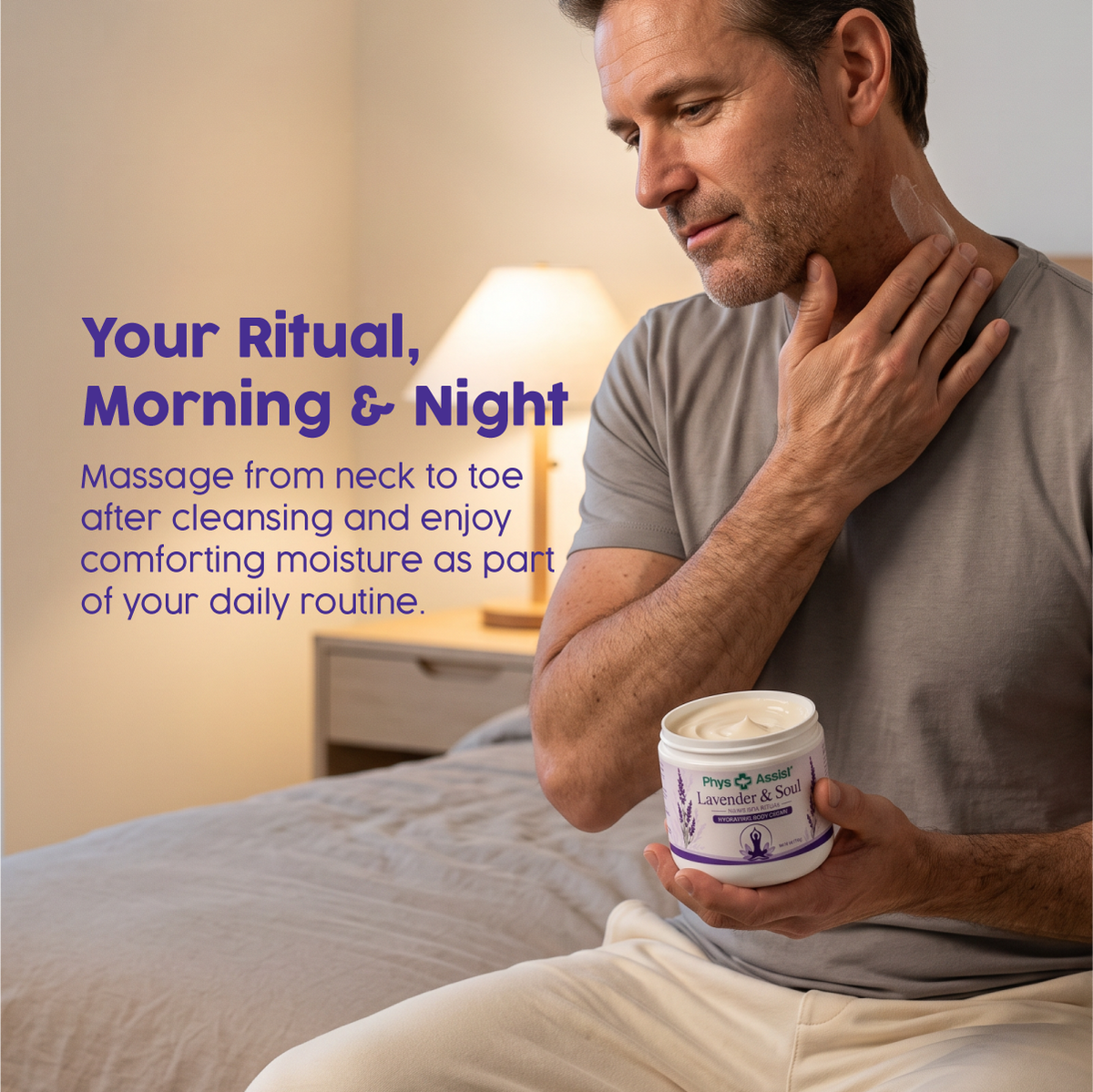 PhysAssist Lavender & Soul Body Cream – Moisturizing Care for Your Evening Ritual – 6 oz