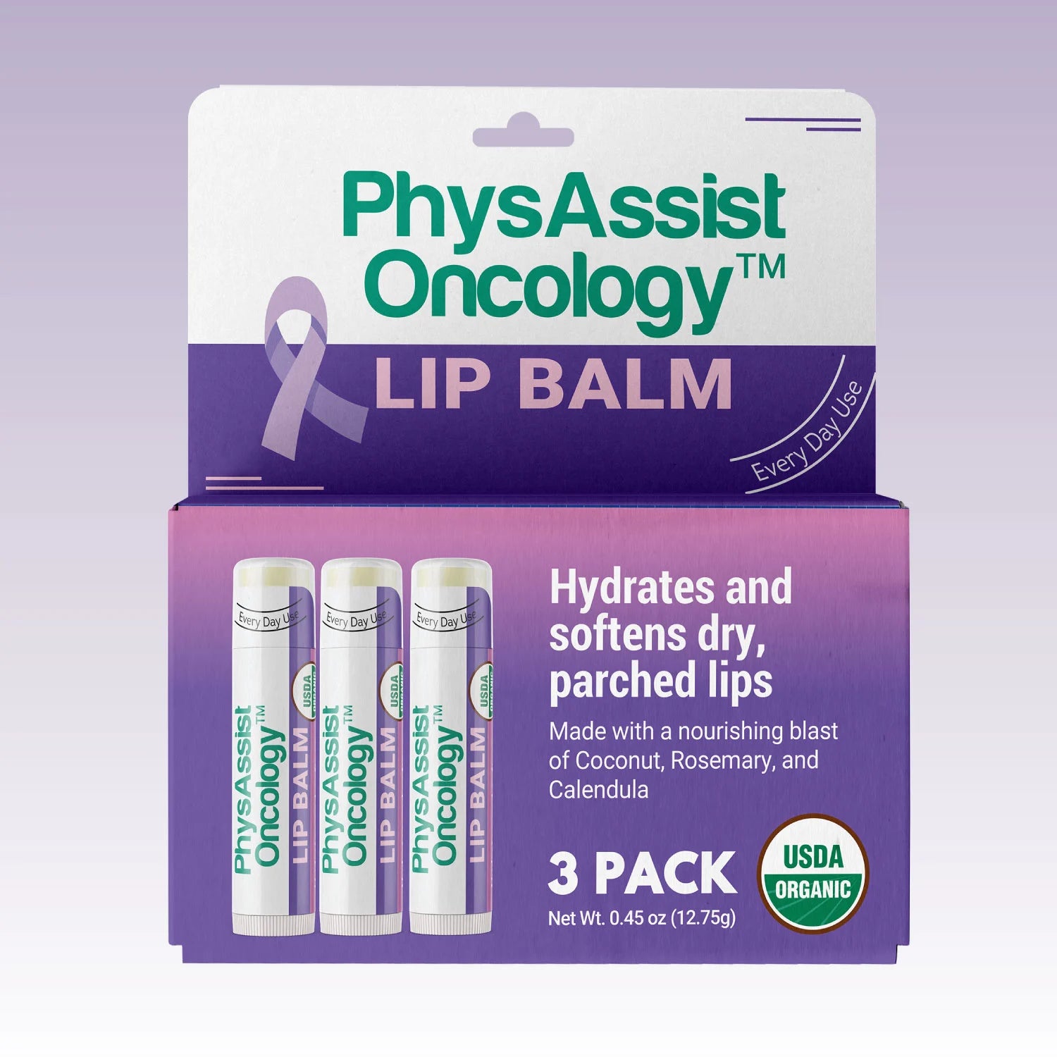 Baume à lèvres oncologique PhysAssist - Lot de 3