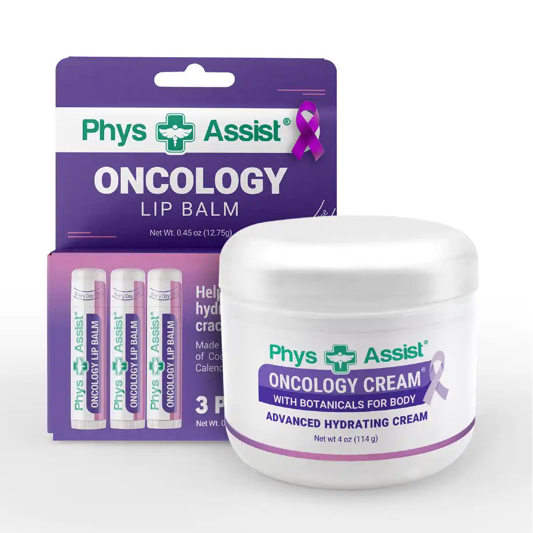 PhysAssist® Oncology Cream® with Botanicals for Body, 4 oz jar plus PhysAssist Oncology™ Lip Balm with Botanicals -3 pack