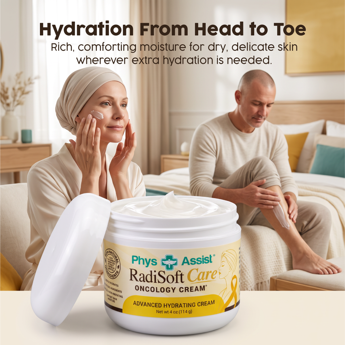 PhysAssist Radisoft Cream – Face & Body Moisturizer for Radiation Therapy Patients – 4 oz