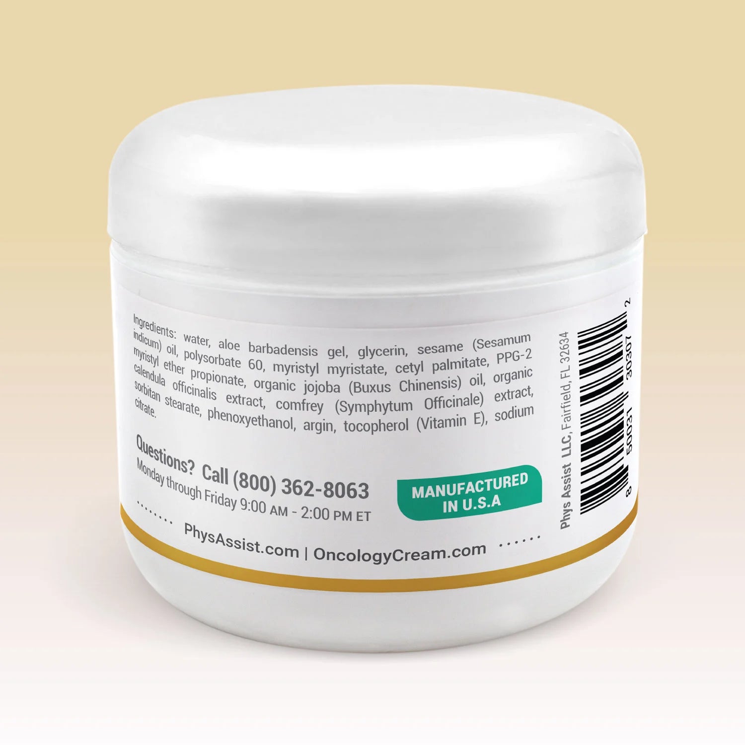 PhysAssist ® Oncology Cream ® with Calendula & Aloe, 4 oz jar