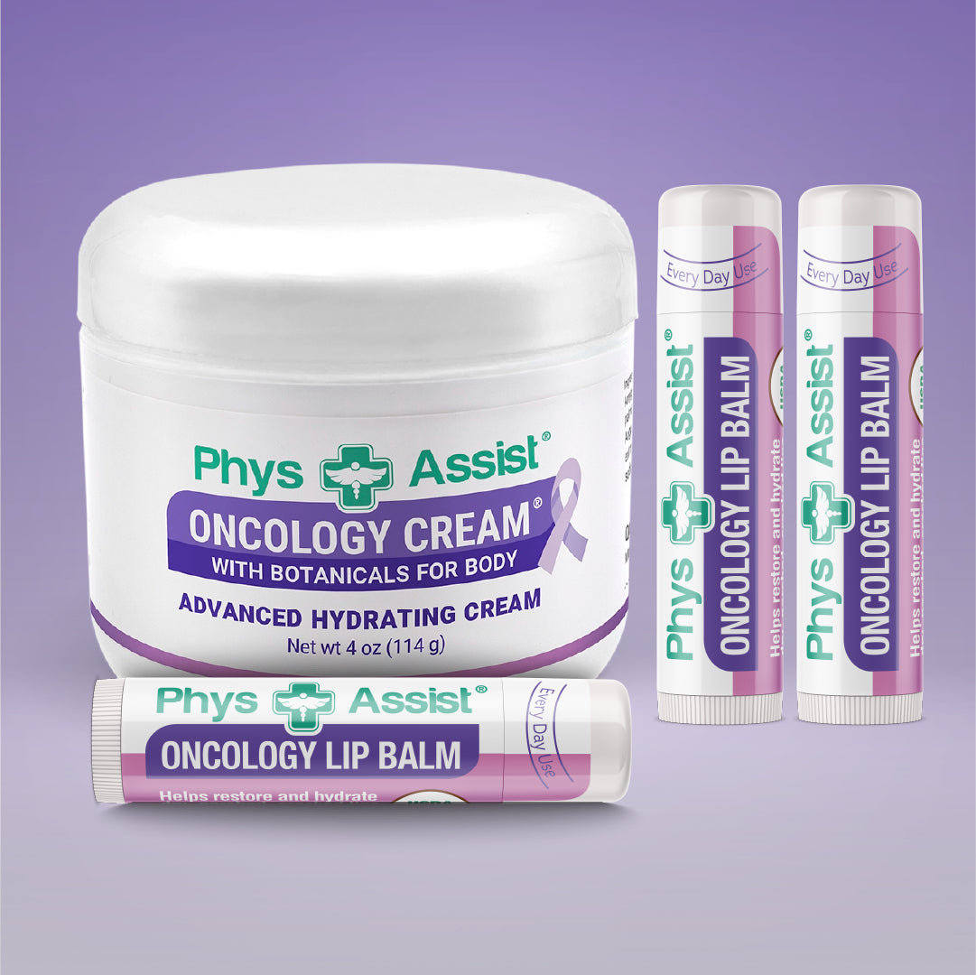 PhysAssist® Oncology Cream® with Botanicals for Body, 4 oz jar plus PhysAssist Oncology™ Lip Balm with Botanicals -3 pack