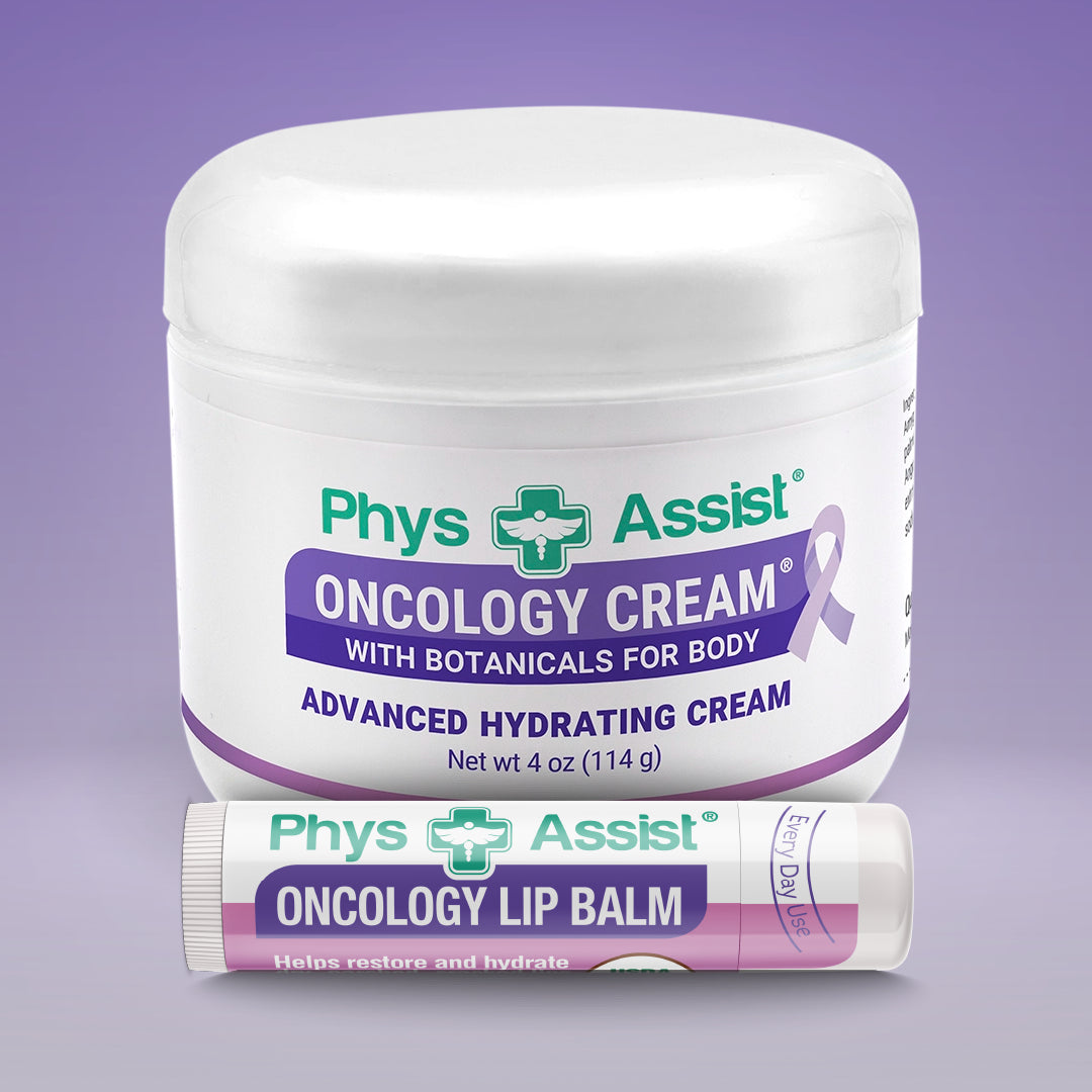 PhysAssist® Oncology Cream® with Botanicals for Body, 4 oz jar plus PhysAssist Oncology™ Lip Balm with Botanicals