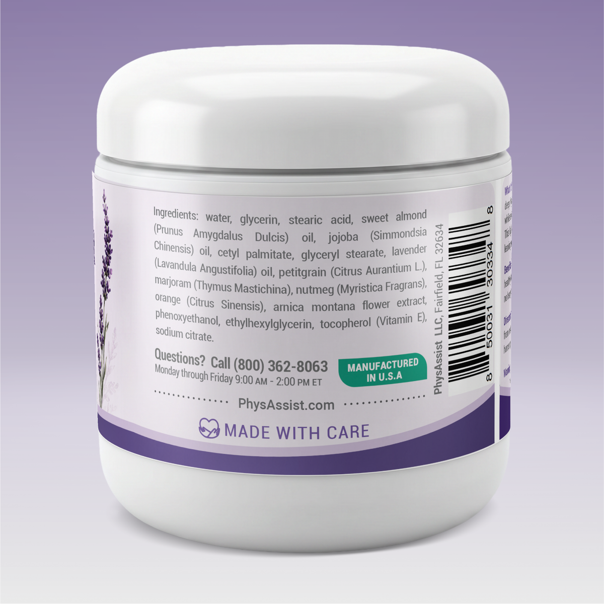 PhysAssist Lavender & Soul Body Cream – Moisturizing Care for Your Evening Ritual – 6 oz